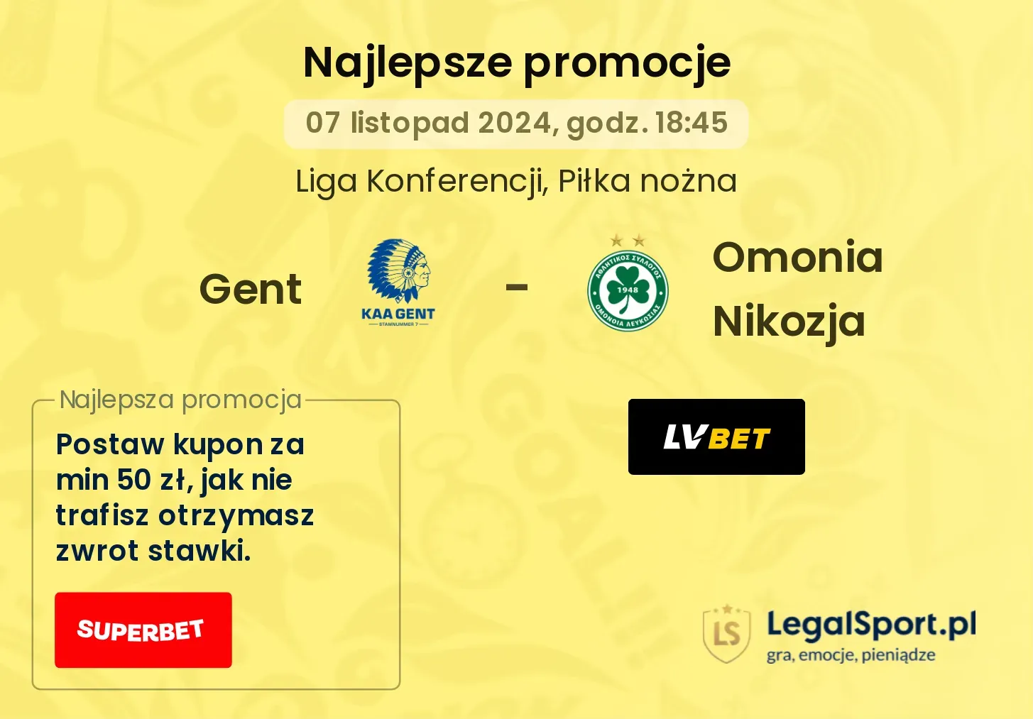 Gent - Omonia Nikozja promocje bonusy na mecz