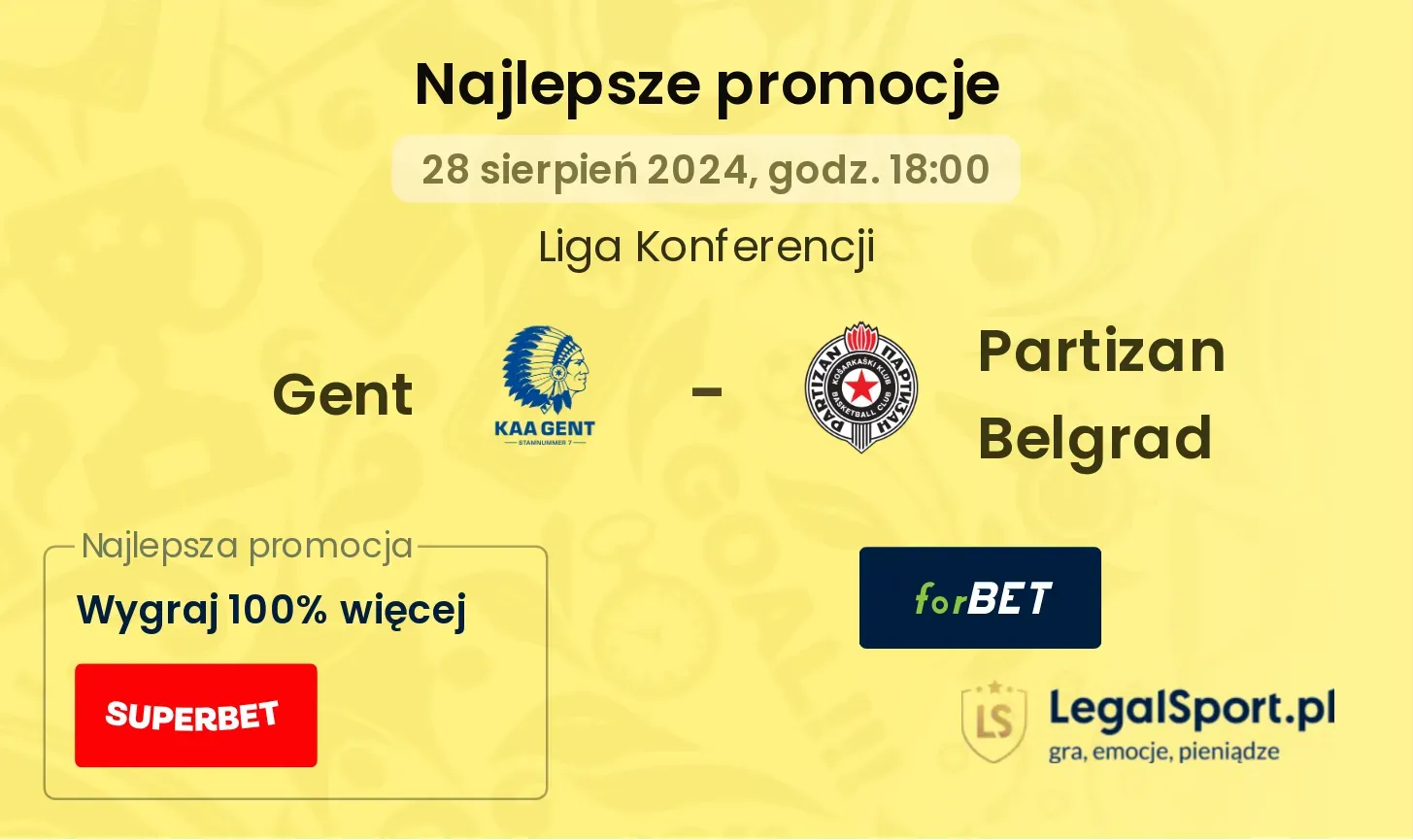 Gent - Partizan Belgrad promocje bonusy na mecz