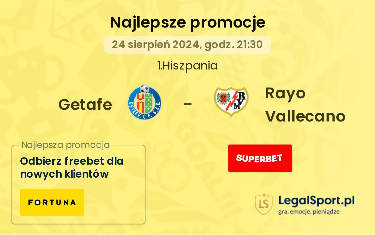 Getafe - Rayo Vallecano promocje bonusy na mecz