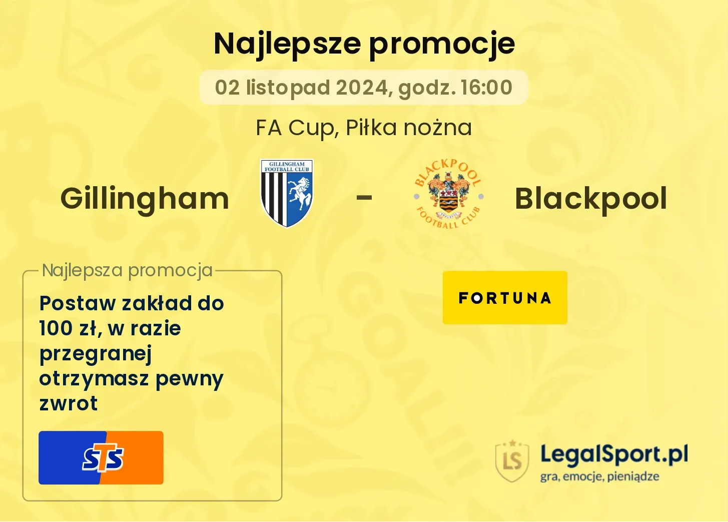 Gillingham - Blackpool promocje bukmacherskie 02.11, 16:00