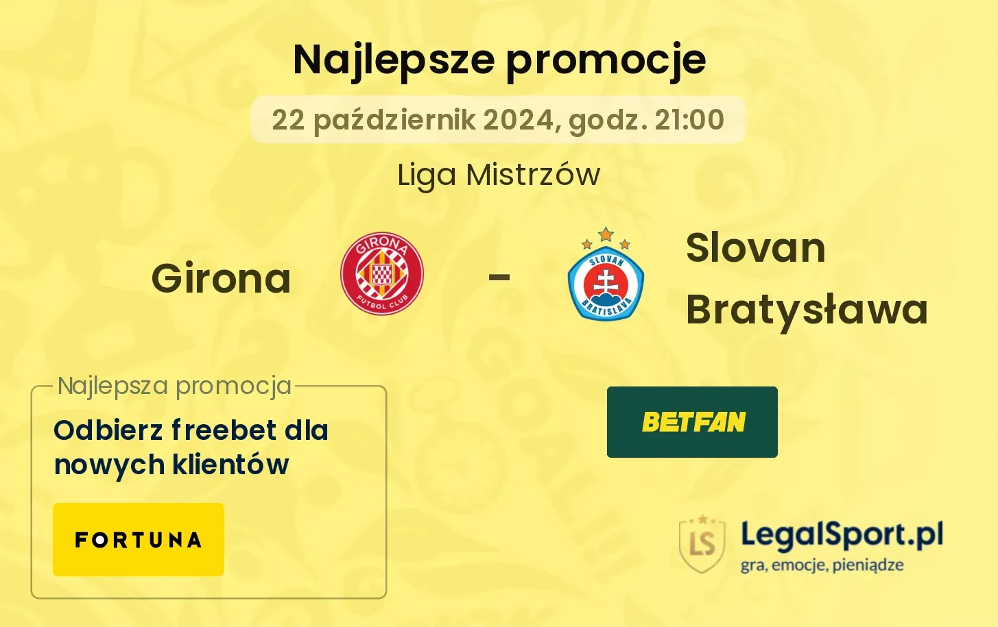 Girona - Slovan Bratysława promocje u bukmacherów 22.10, 21:00