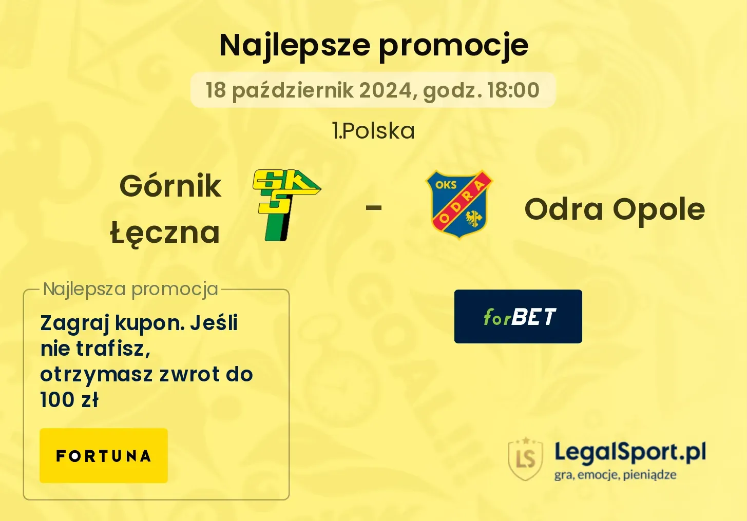 Górnik Łęczna - Odra Opole promocje bonusy na mecz