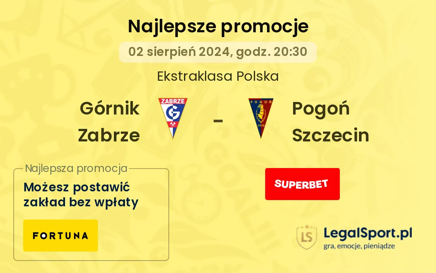 Górnik Zabrze - Pogoń Szczecin promocje bonusy na mecz