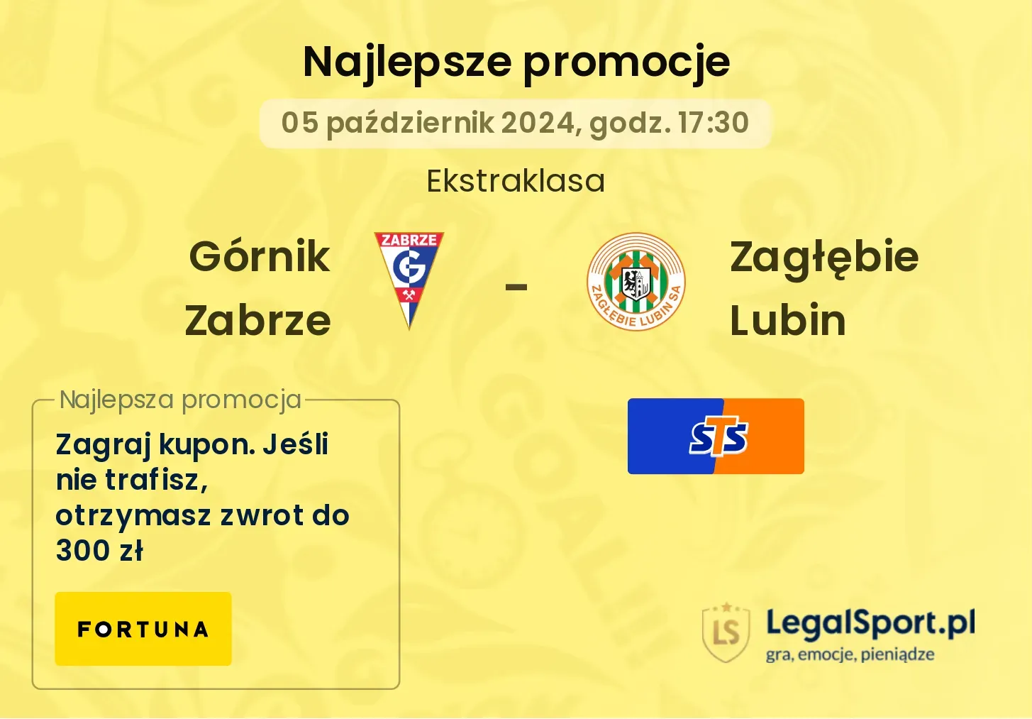 Górnik Zabrze - Zagłębie Lubin promocje bukmacherskie 05.10, 17:30