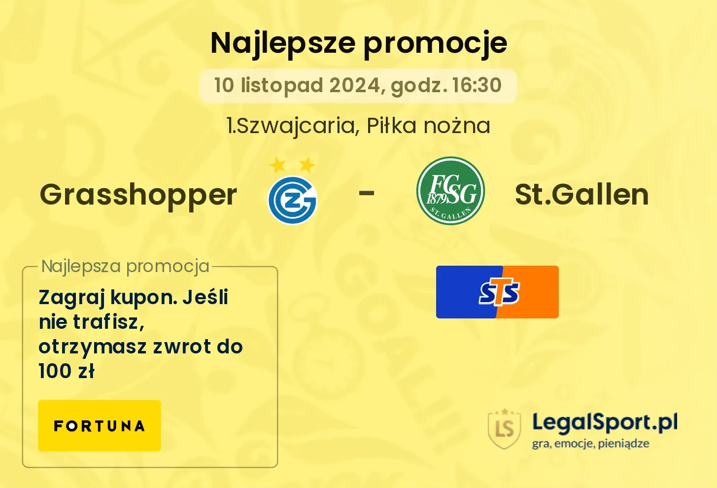 Grasshopper - St.Gallen promocje bukmacherskie 10.11, 16:30