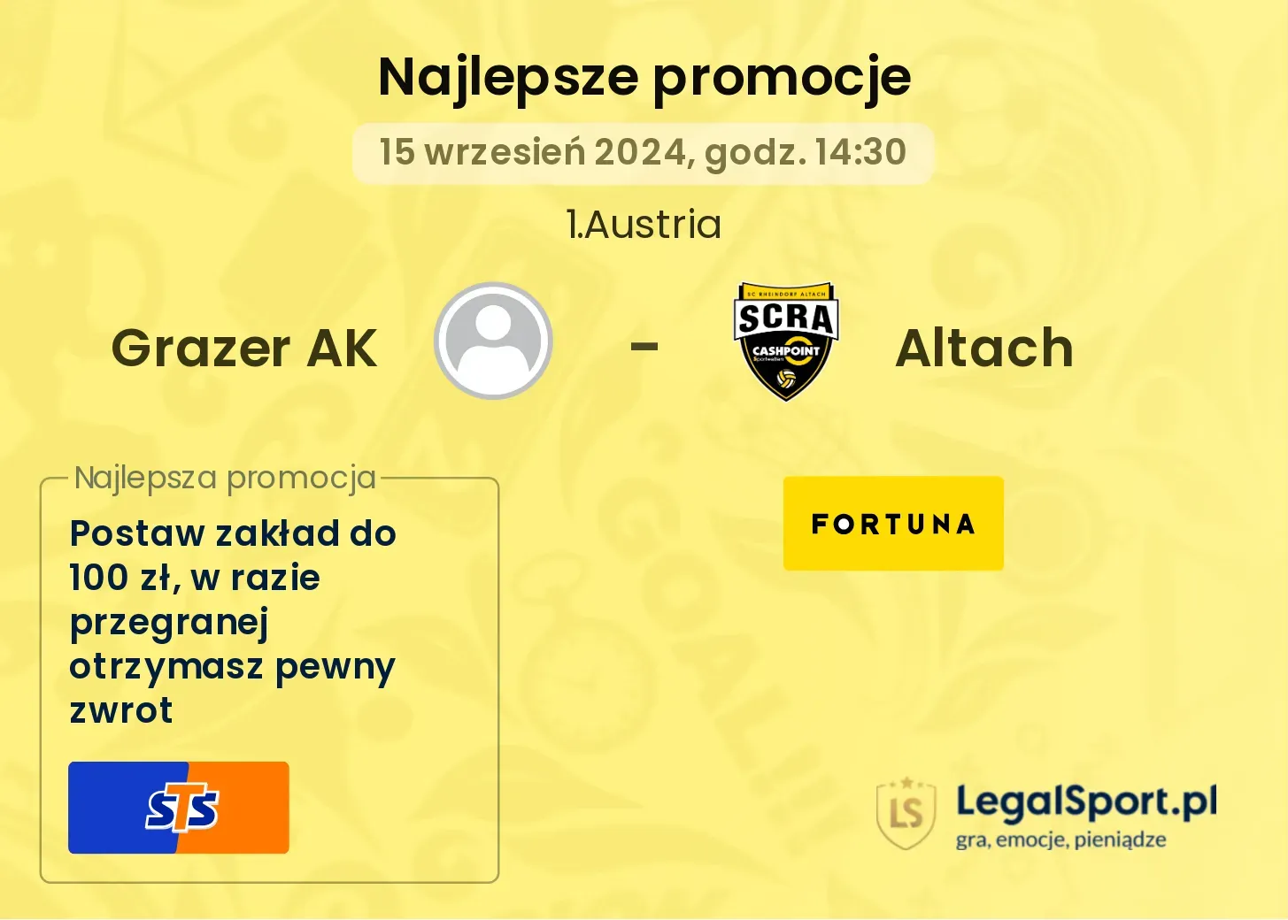 Grazer AK - Altach promocje bukmacherskie 15.09, 14:30