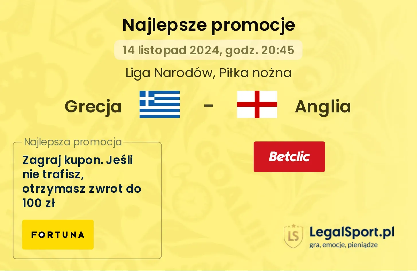 Grecja - Anglia promocje bonusy na mecz