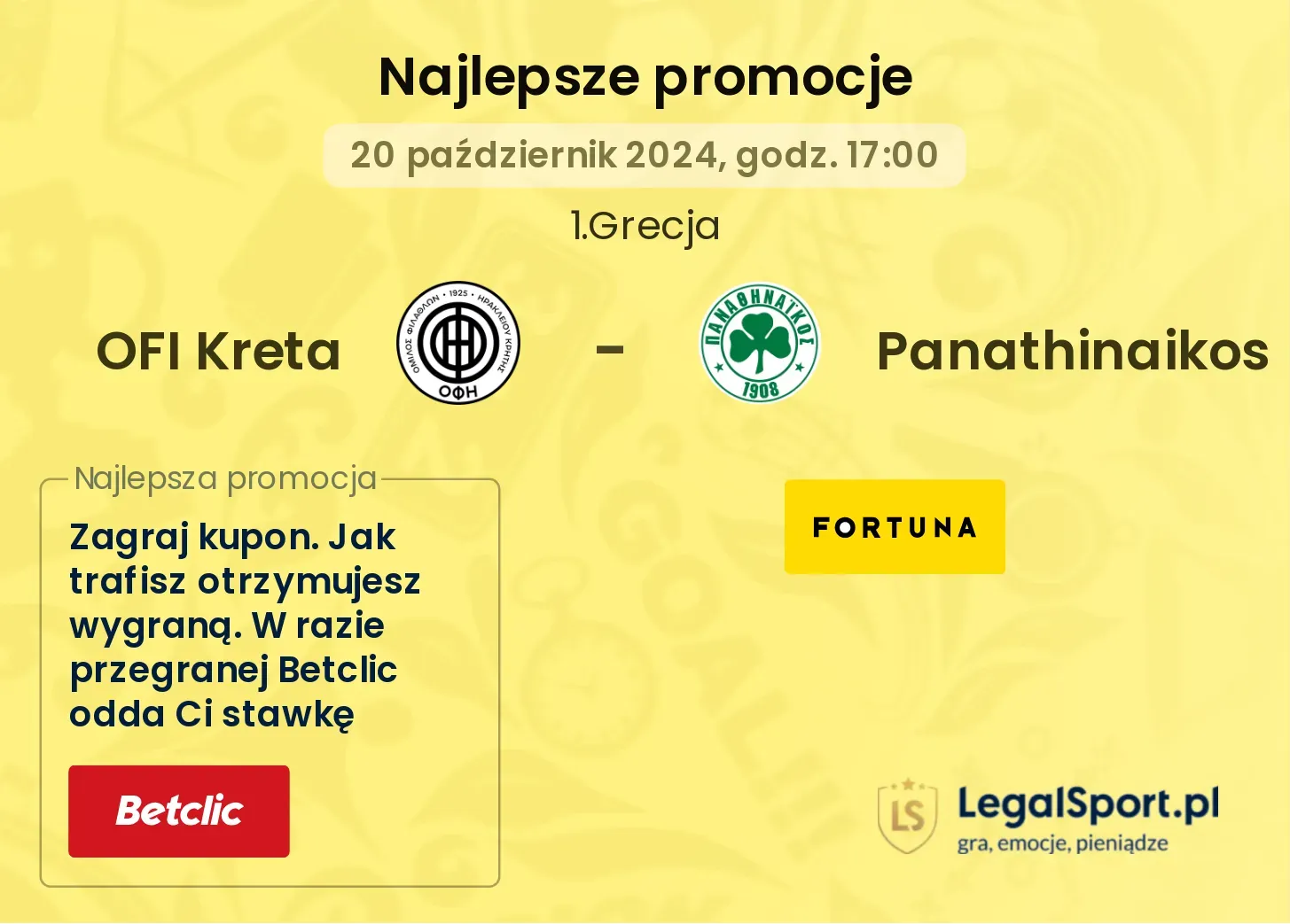 OFI Kreta - Panathinaikos promocje bonusy na mecz