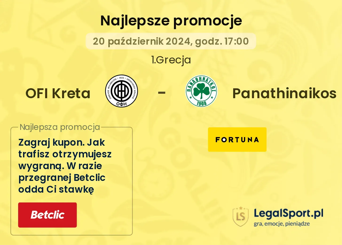 OFI Kreta - Panathinaikos promocje bonusy na mecz