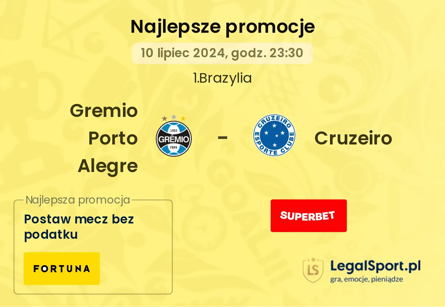 Gremio Porto Alegre - Cruzeiro promocje bonusy na mecz