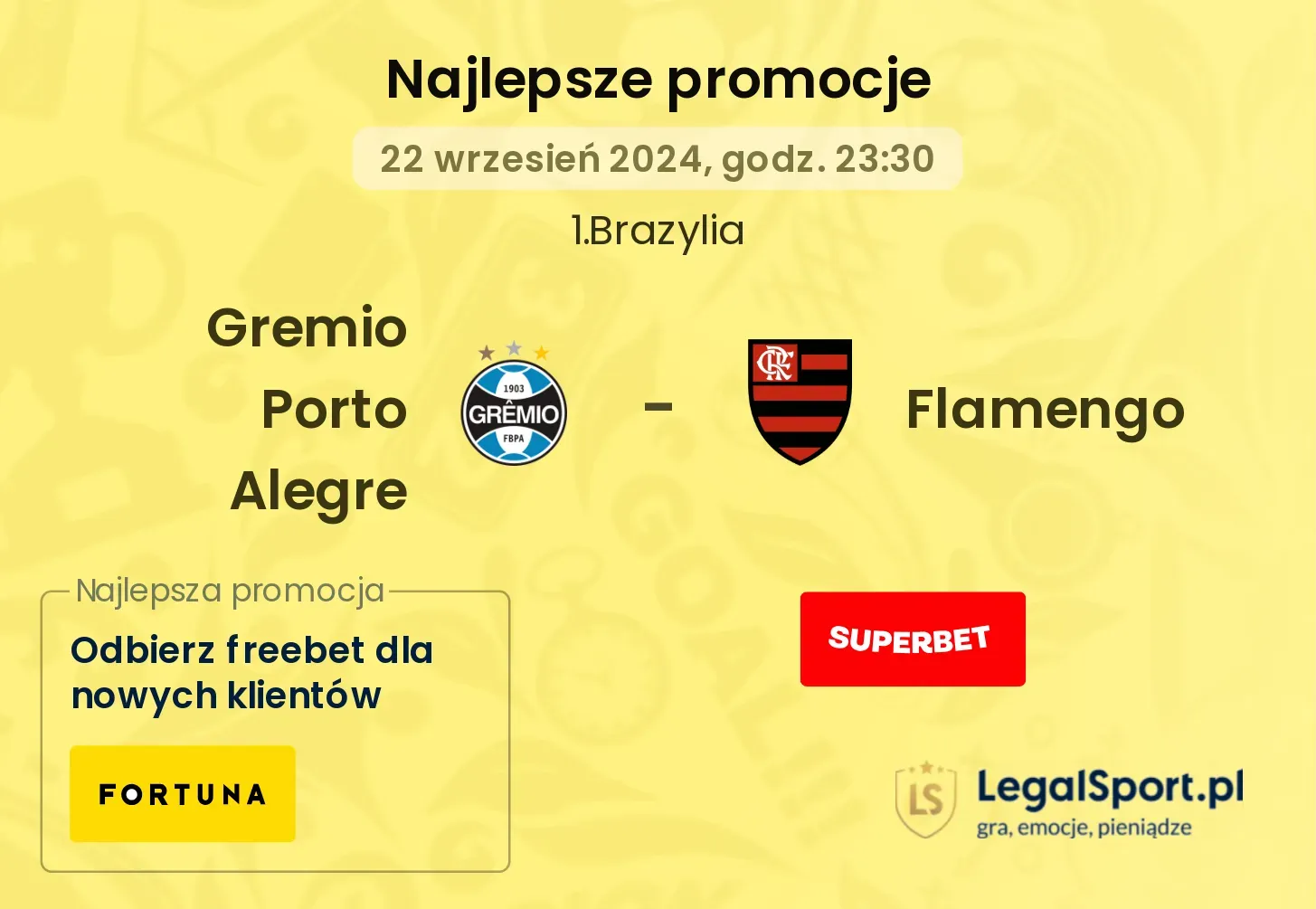 Gremio Porto Alegre - Flamengo promocje bukmacherskie 22.09, 23:30