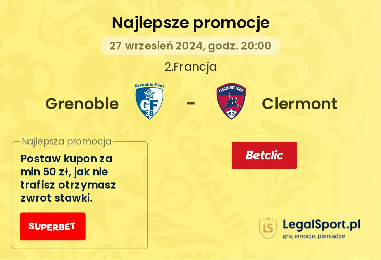 Grenoble - Clermont promocje bonusy na mecz