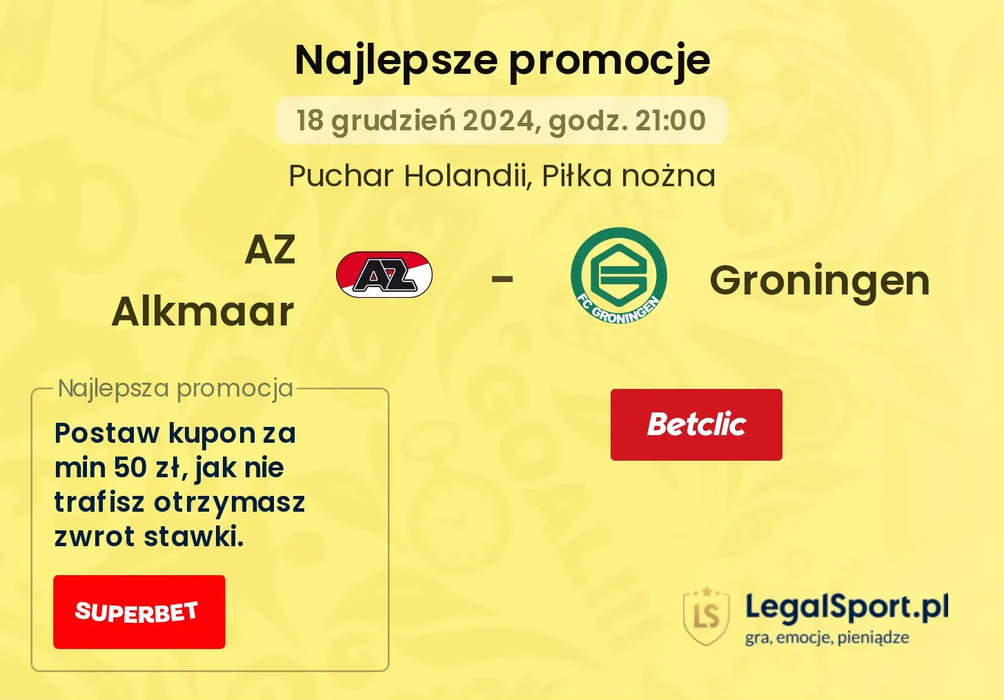 AZ Alkmaar - Groningen promocje bukmacherskie