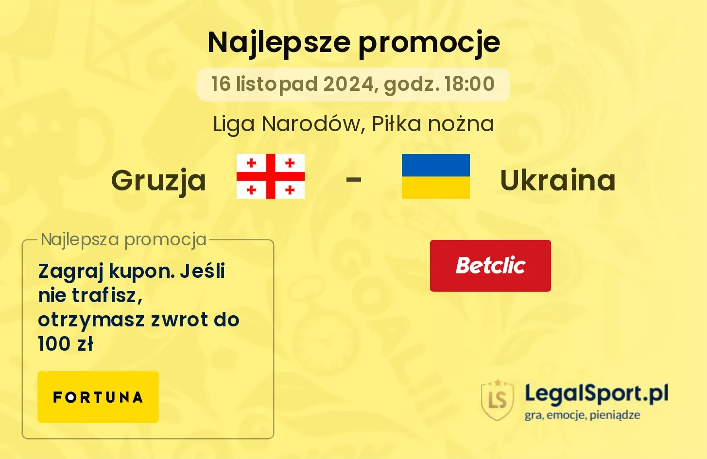 Gruzja - Ukraina promocje bonusy na mecz