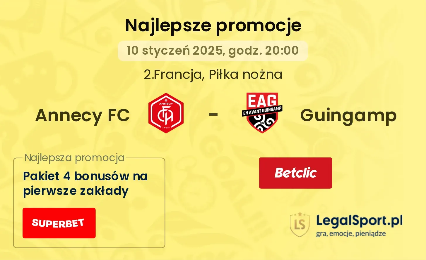 Annecy FC - Guingamp promocje bukmacherskie