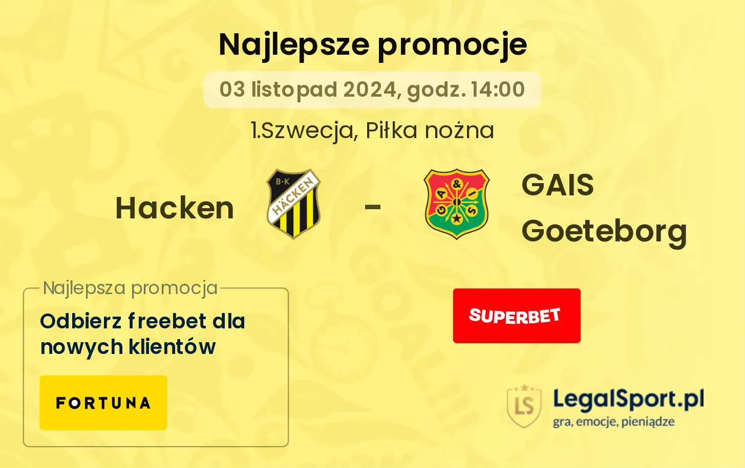 Hacken - GAIS Goeteborg promocje bonusy na mecz