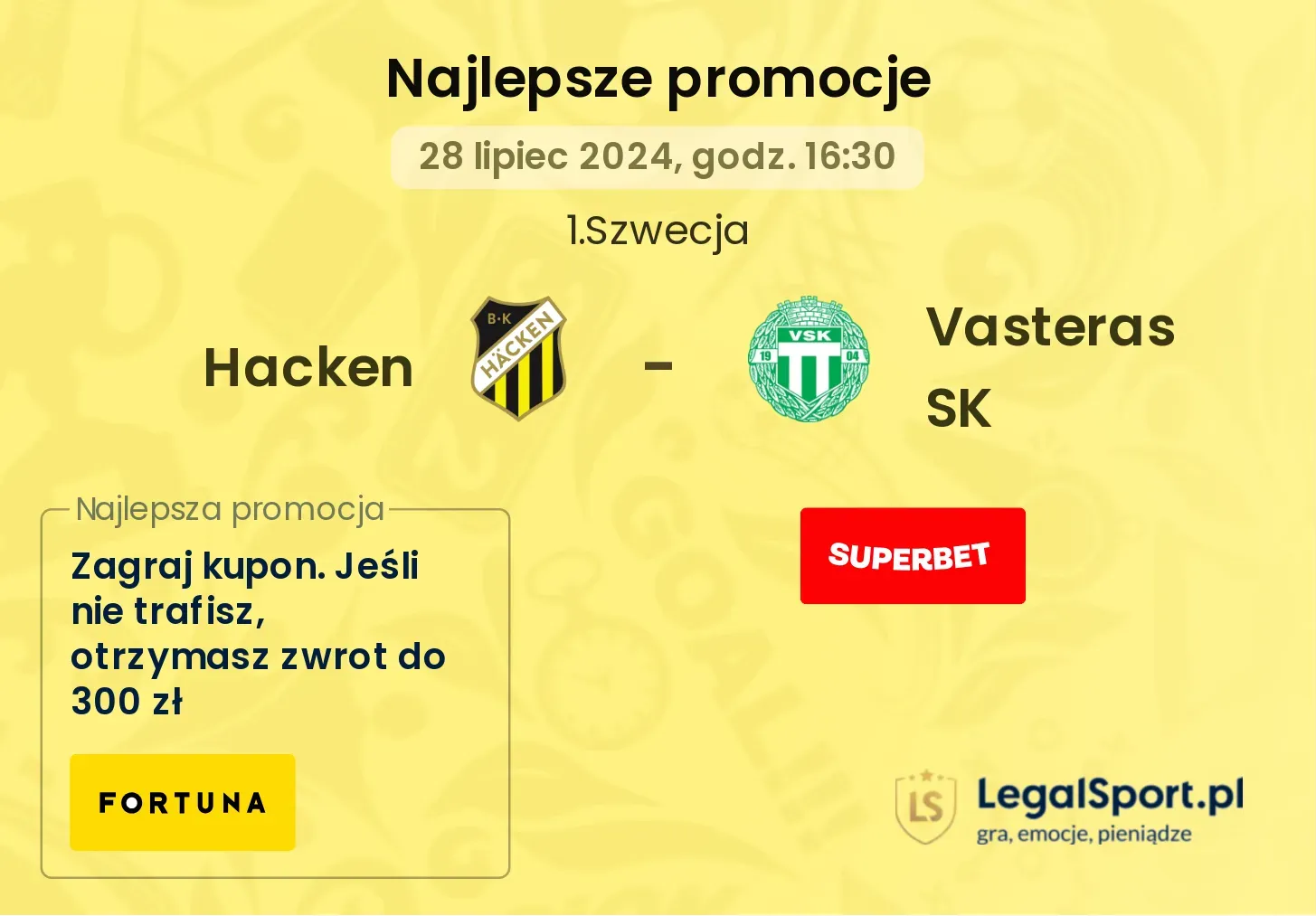 Hacken - Vasteras SK promocje bonusy na mecz