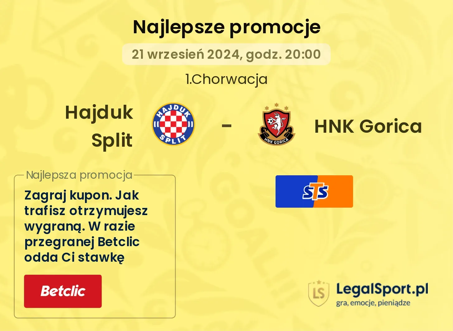 Hajduk Split - HNK Gorica promocje bonusy na mecz