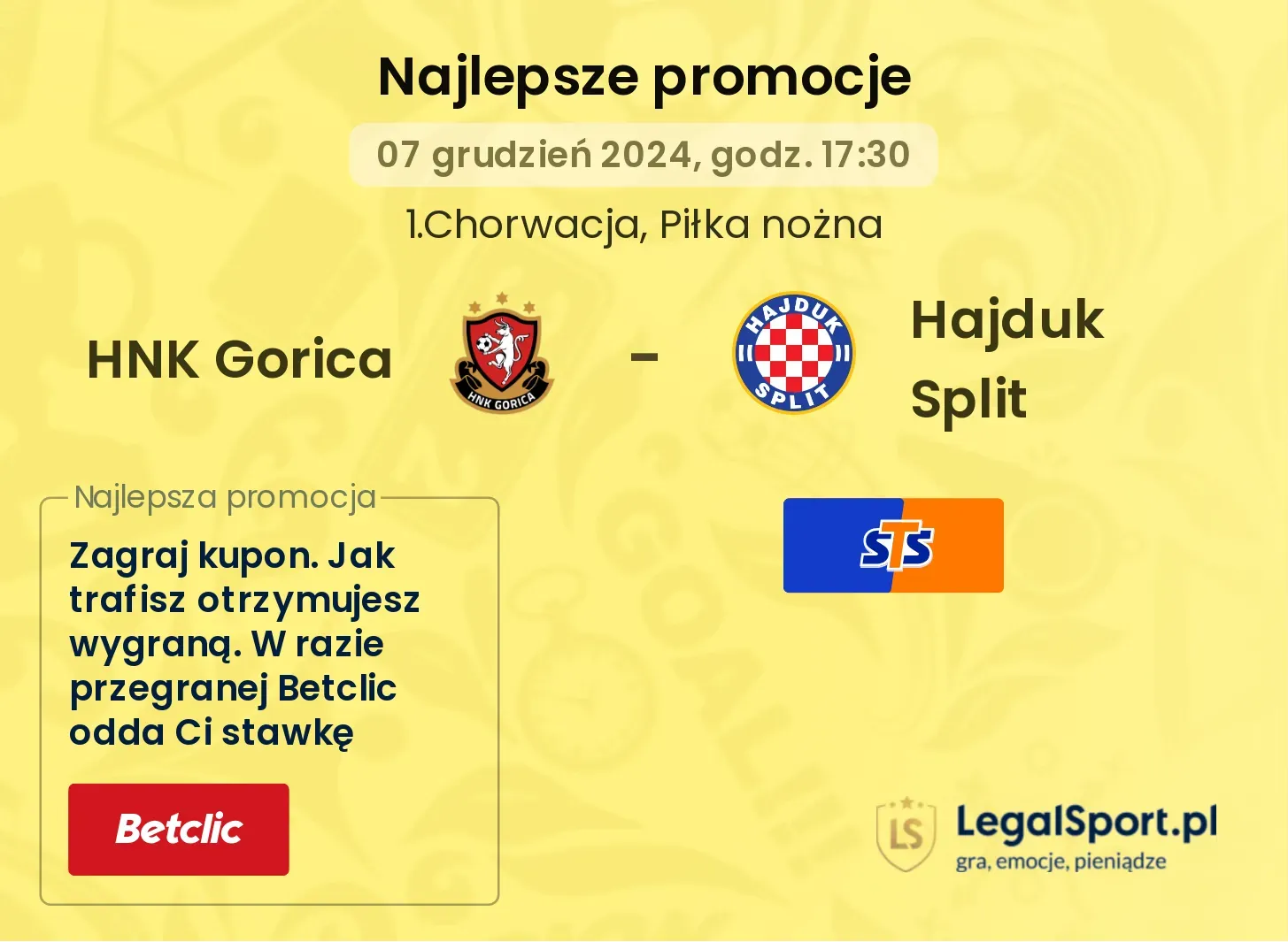 HNK Gorica - Hajduk Split promocje u bukmacherów