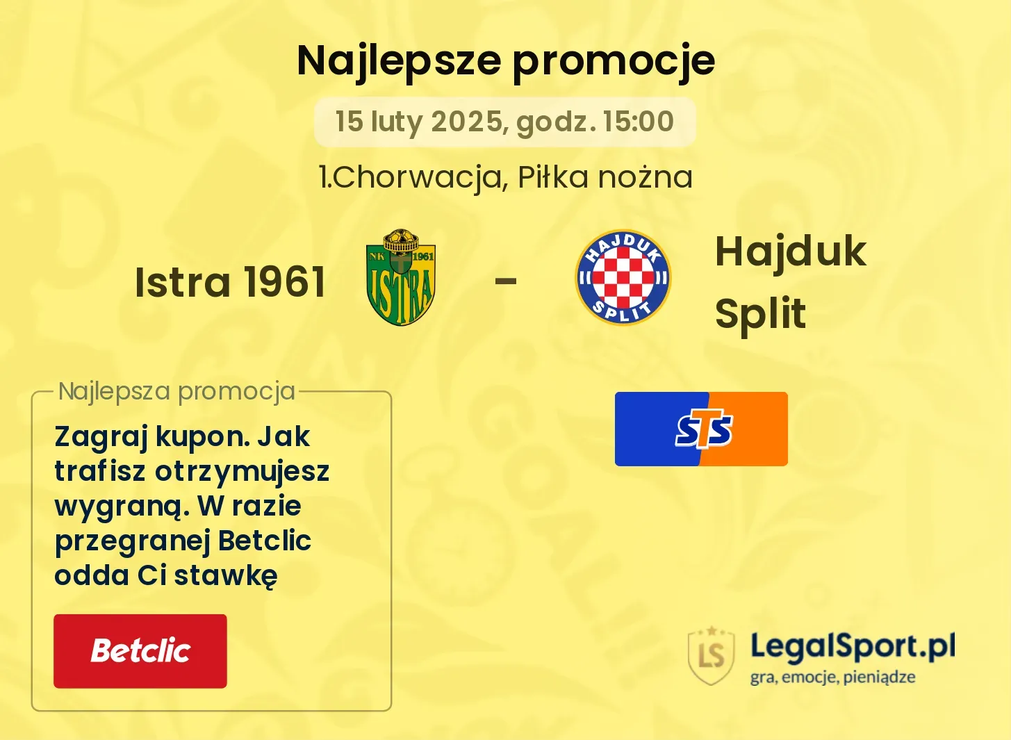 Hajduk Split - Istra 1961 promocje u bukmacherów 09.11, 17:30