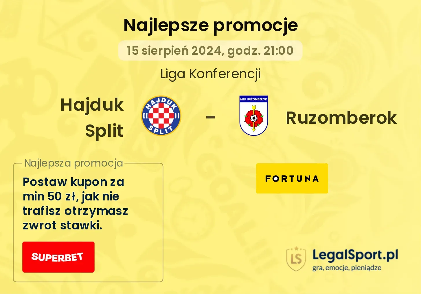 Hajduk Split - Ruzomberok promocje bonusy na mecz