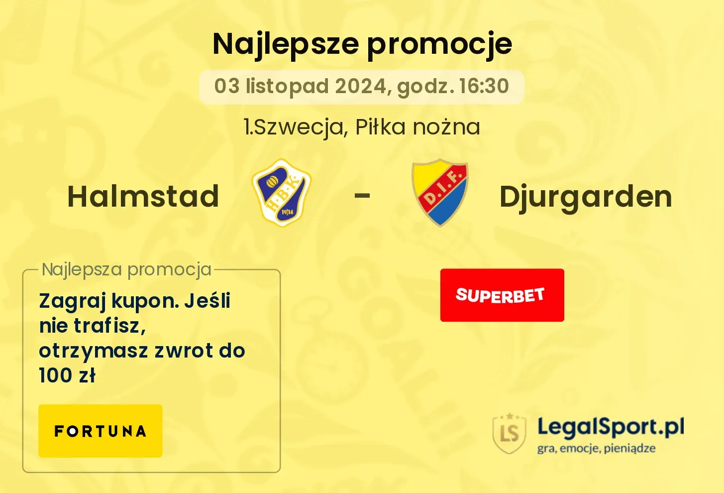 Halmstad - Djurgarden promocje u bukmacherów 03.11, 16:30