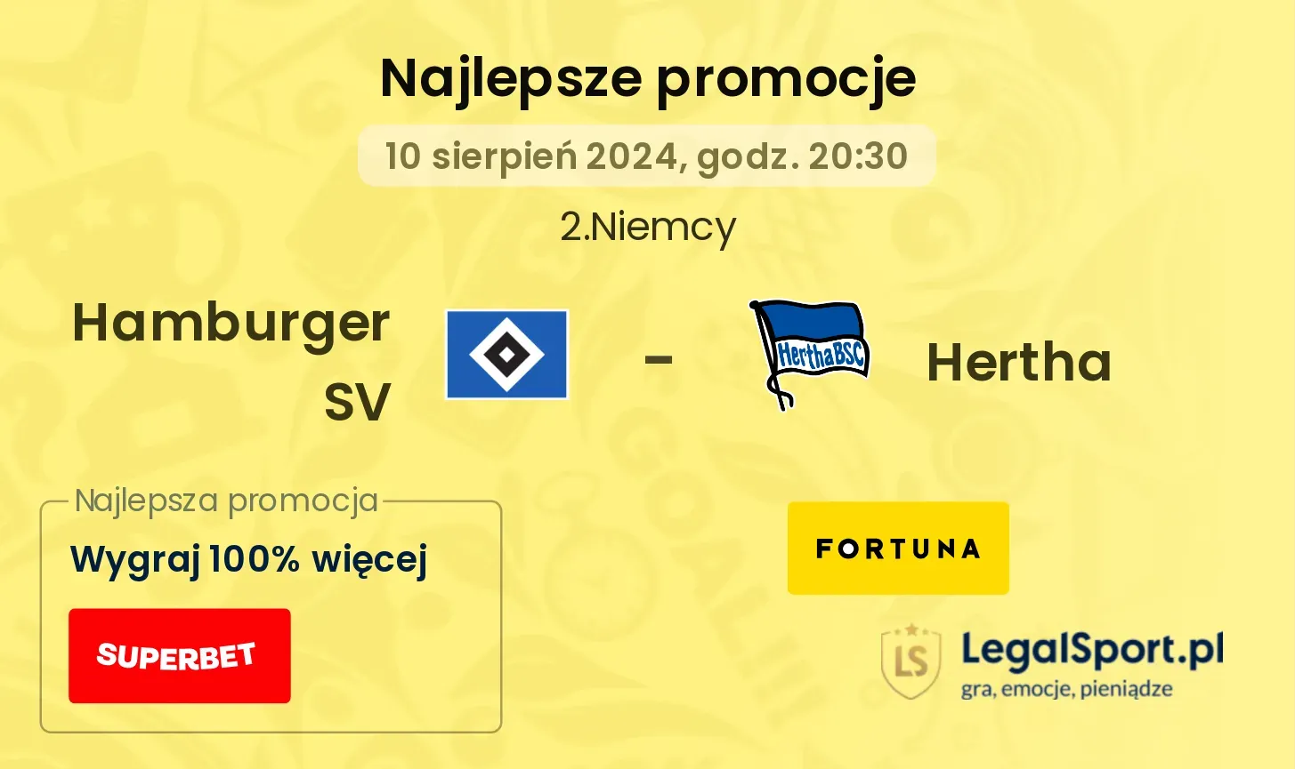 Hamburger SV - Hertha promocje bukmacherskie (10.08, 20:30)