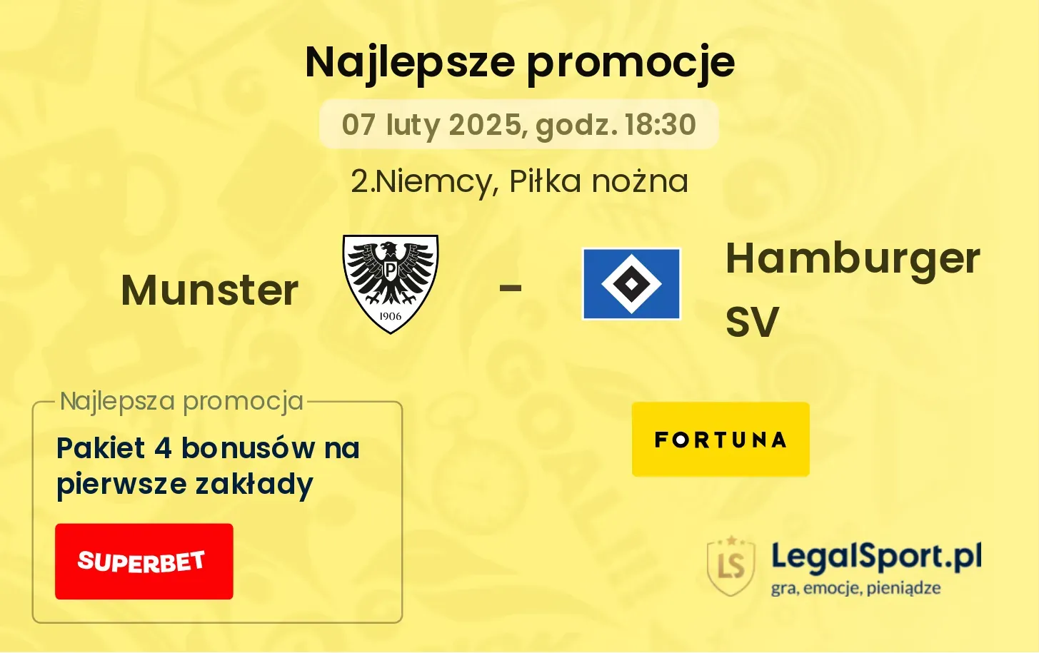 Hamburger SV - Munster promocje u bukmacherów 31.08, 13:00