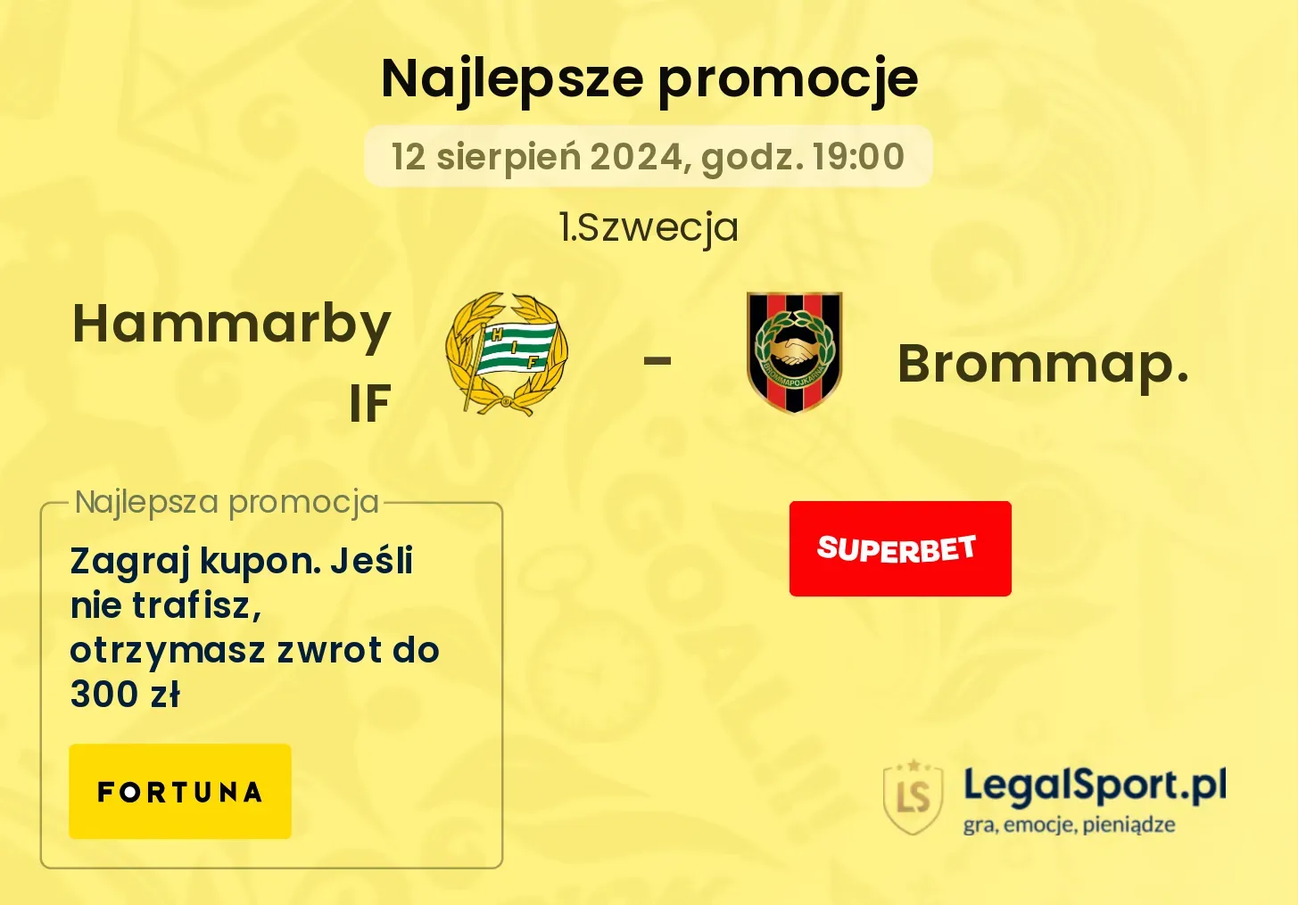 Hammarby IF - Brommap. promocje u bukmacherów (12.08, 19:00)