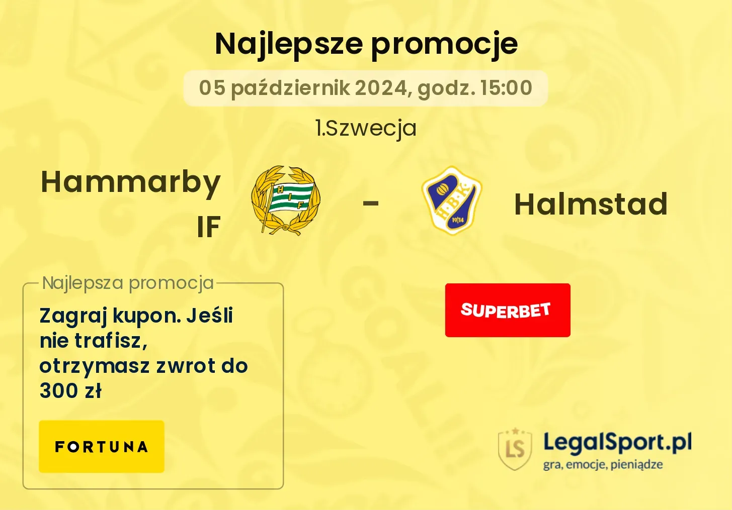 Hammarby IF - Halmstad promocje bukmacherskie 05.10, 15:00