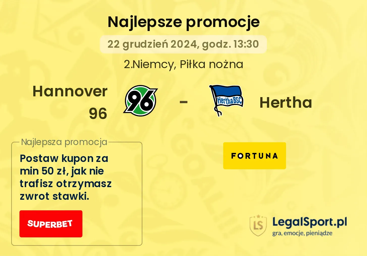 Hannover 96 - Hertha promocje bonusy na mecz