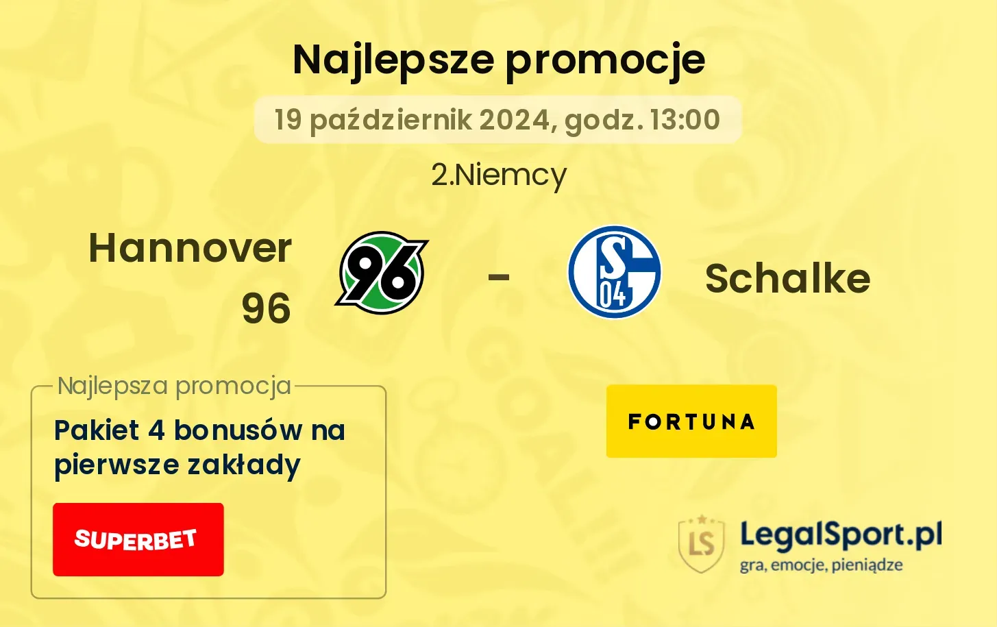 Hannover 96 - Schalke promocje u bukmacherów 19.10, 13:00