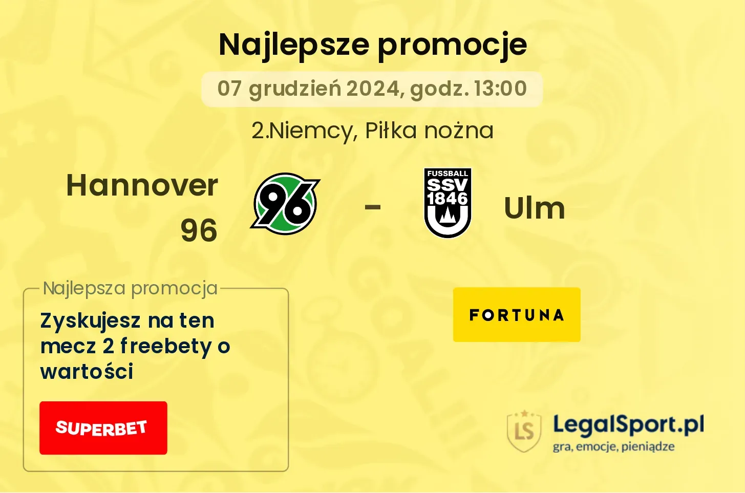 Hannover 96 - Ulm promocje bonusy na mecz