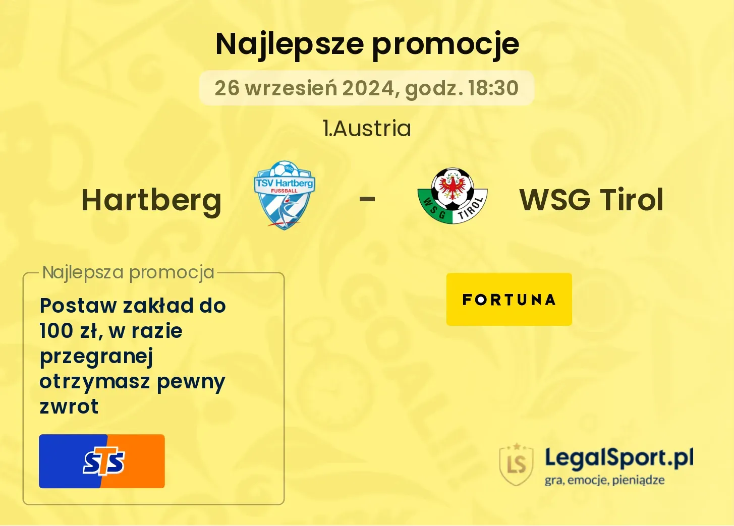 Hartberg - WSG Tirol promocje bonusy na mecz