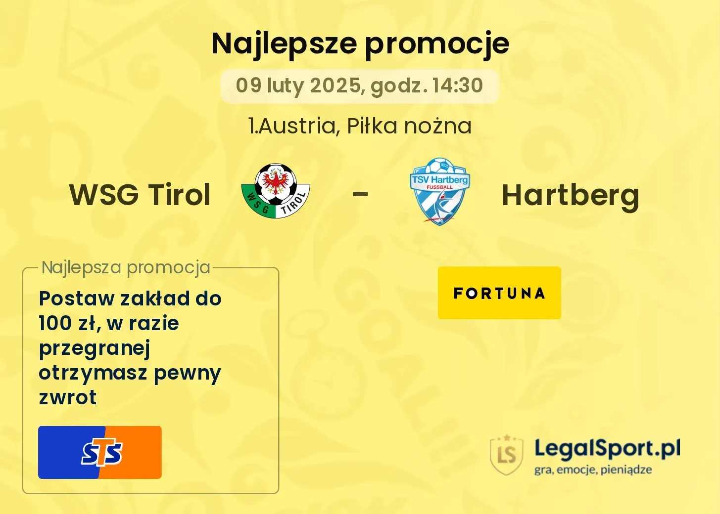 WSG Tirol - Hartberg promocje u bukmacherów