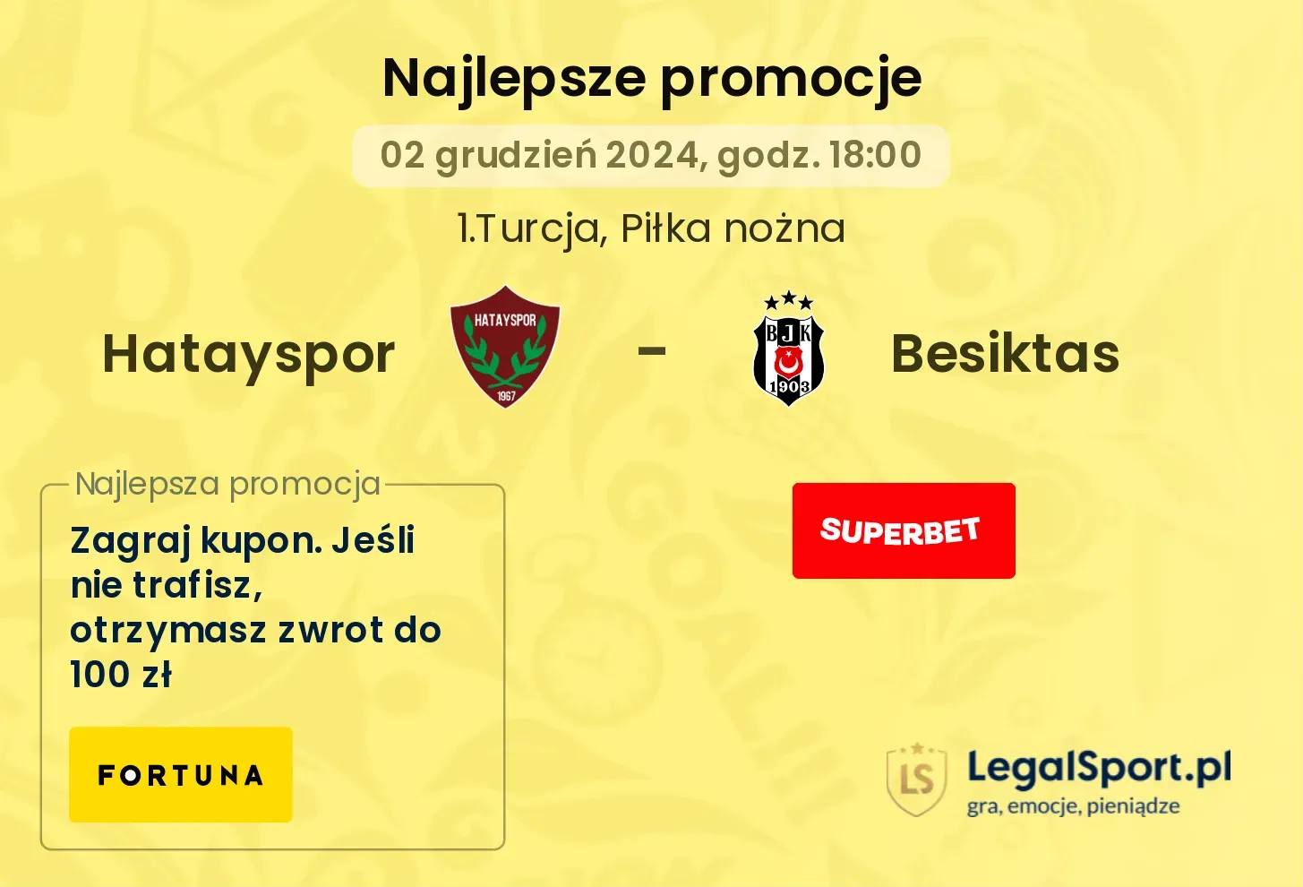 Hatayspor - Besiktas promocje bonusy na mecz