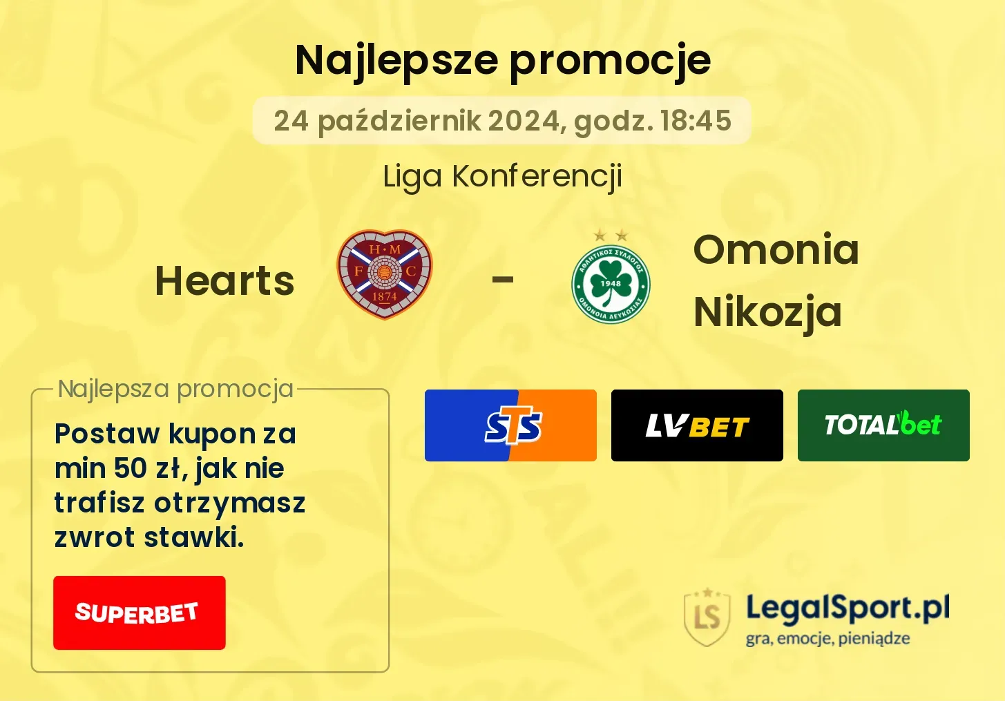 Hearts - Omonia Nikozja promocje bonusy na mecz