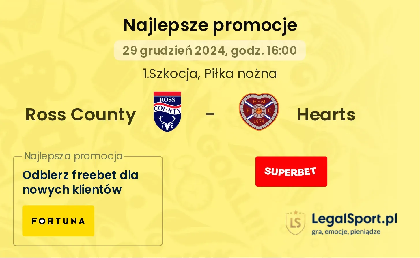 Ross County - Hearts promocje u bukmacherów