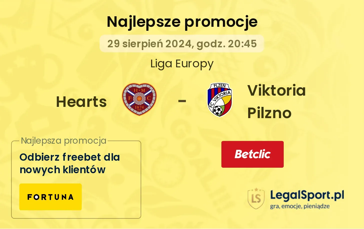 Hearts - Viktoria Pilzno promocje bukmacherskie 29.08, 20:45