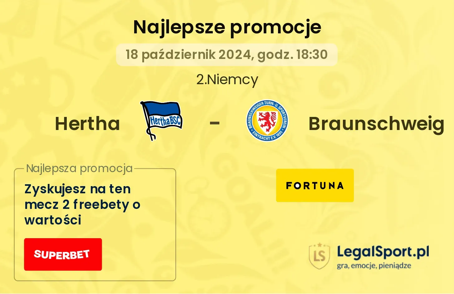 Hertha - Braunschweig promocje bukmacherskie 18.10, 18:30