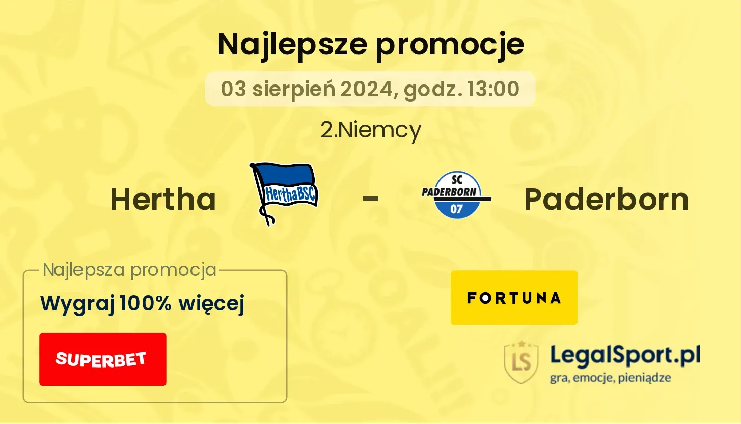 Hertha - Paderborn promocje bonusy na mecz