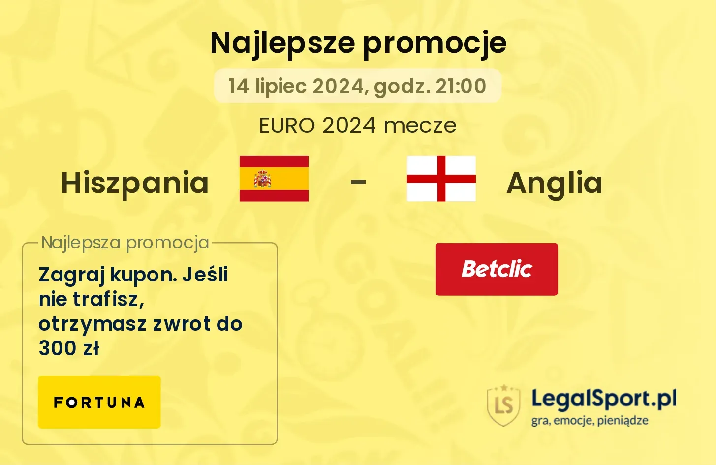 Hiszpania - Anglia promocje bonusy na mecz