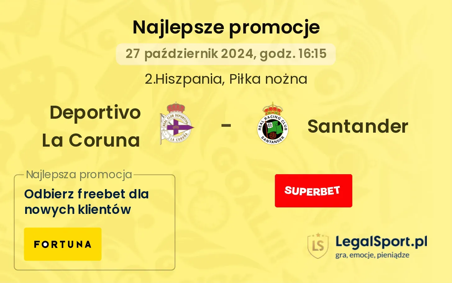 Deportivo La Coruna - Santander promocje bonusy na mecz