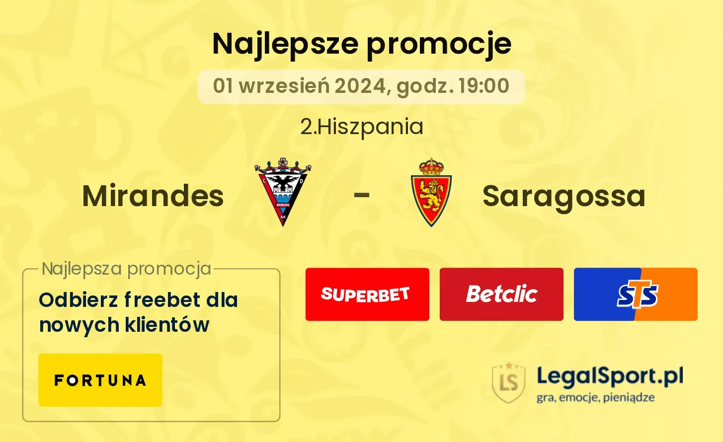 Mirandes - Saragossa promocje bonusy na mecz