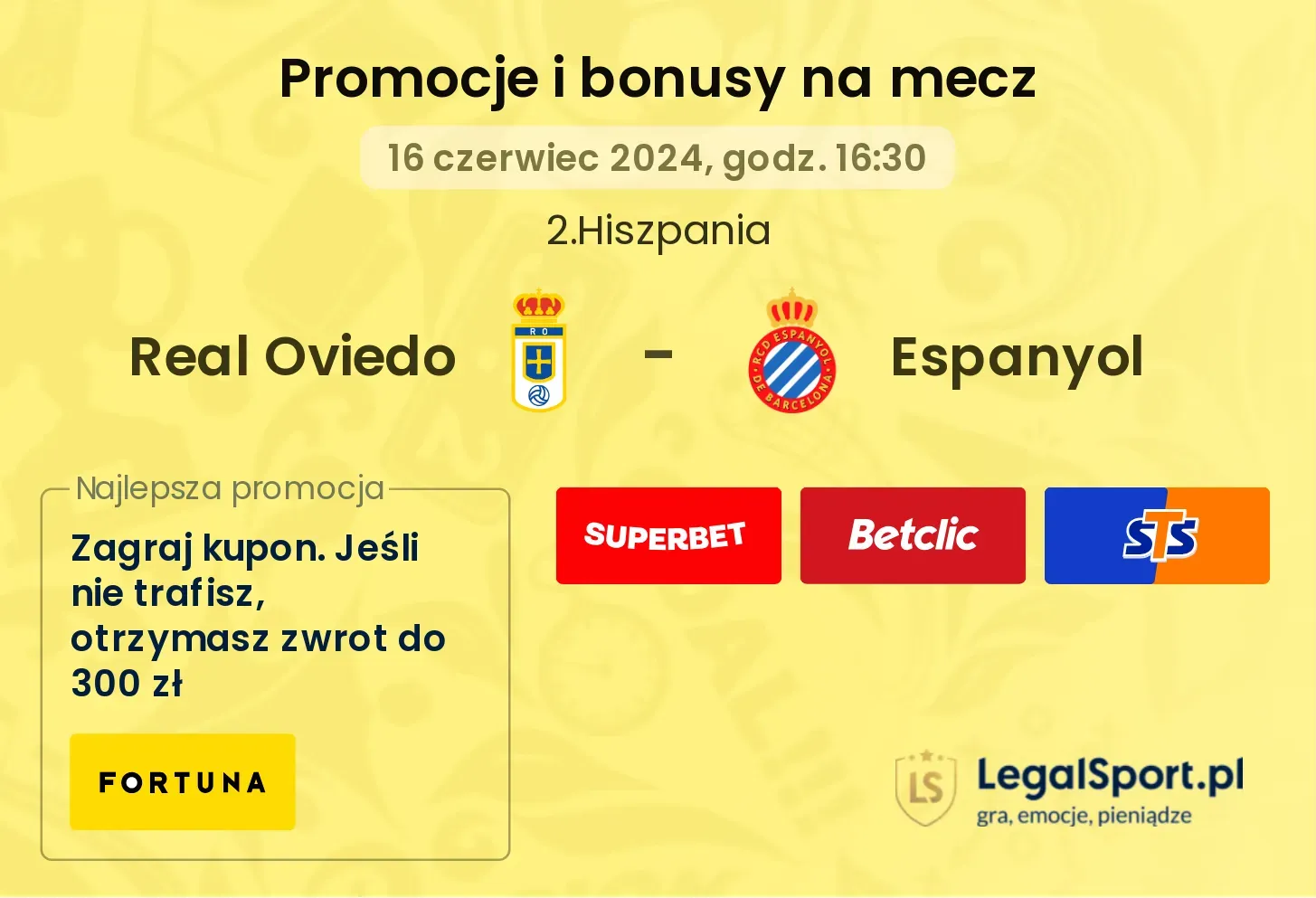 Real Oviedo - Espanyol promocje bonusy na mecz