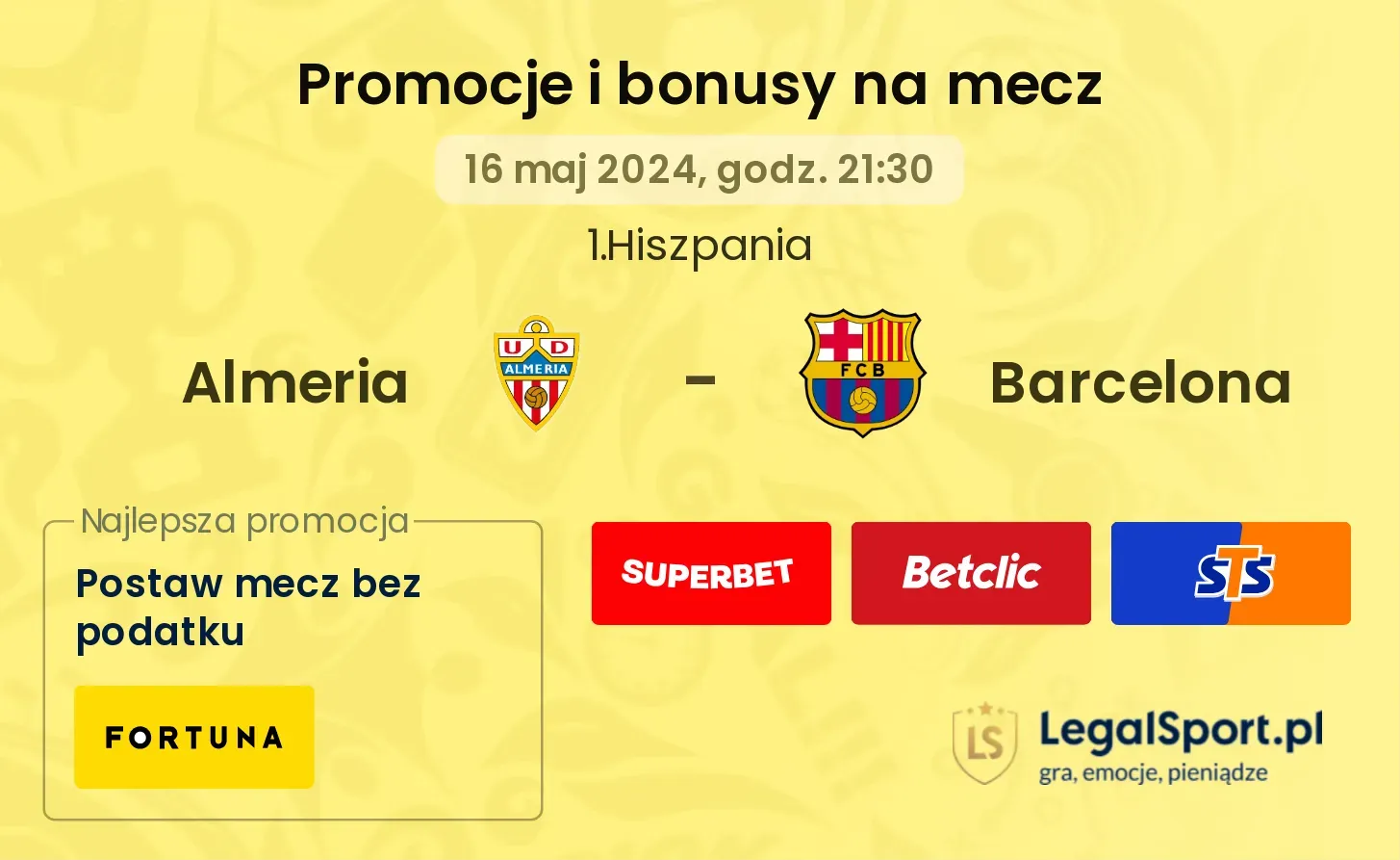 Almeria - Barcelona promocje bonusy na mecz