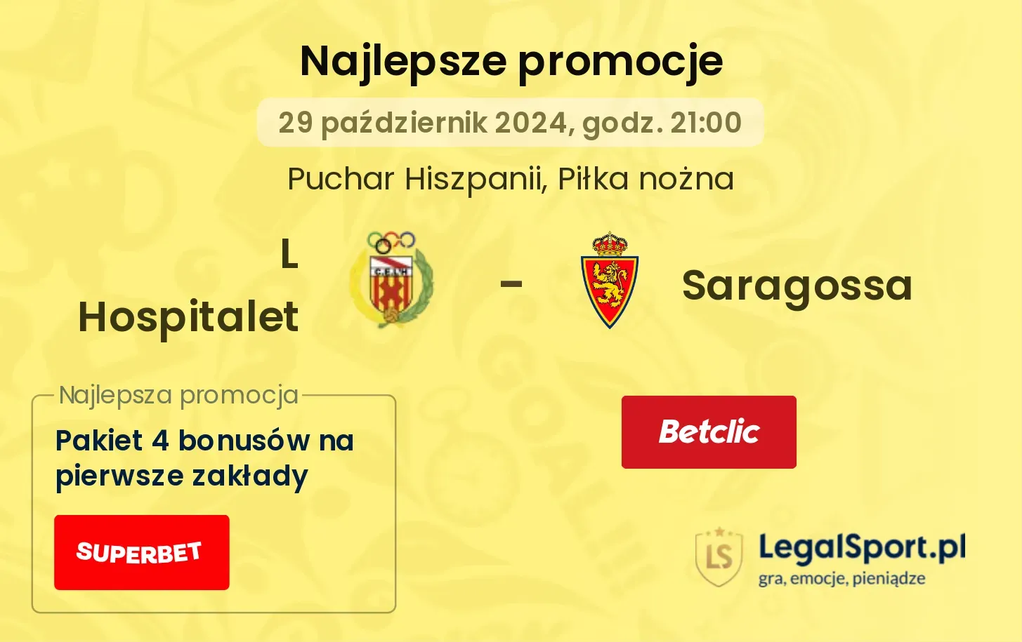 L Hospitalet - Saragossa promocje bonusy na mecz