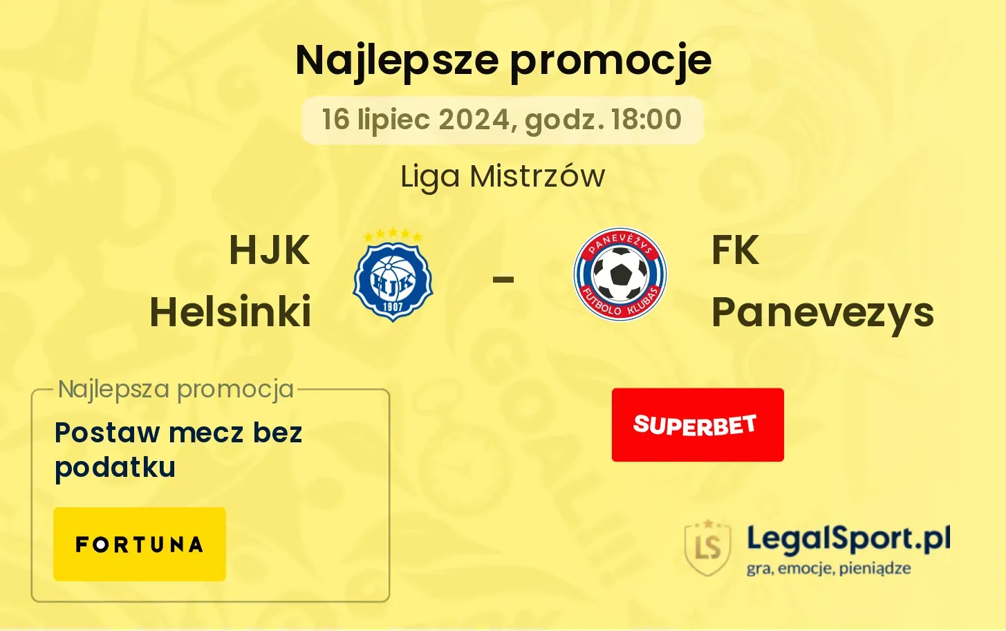 HJK Helsinki - FK Panevezys promocje bonusy na mecz