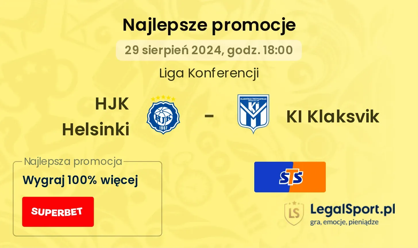 HJK Helsinki - KI Klaksvik promocje bonusy na mecz