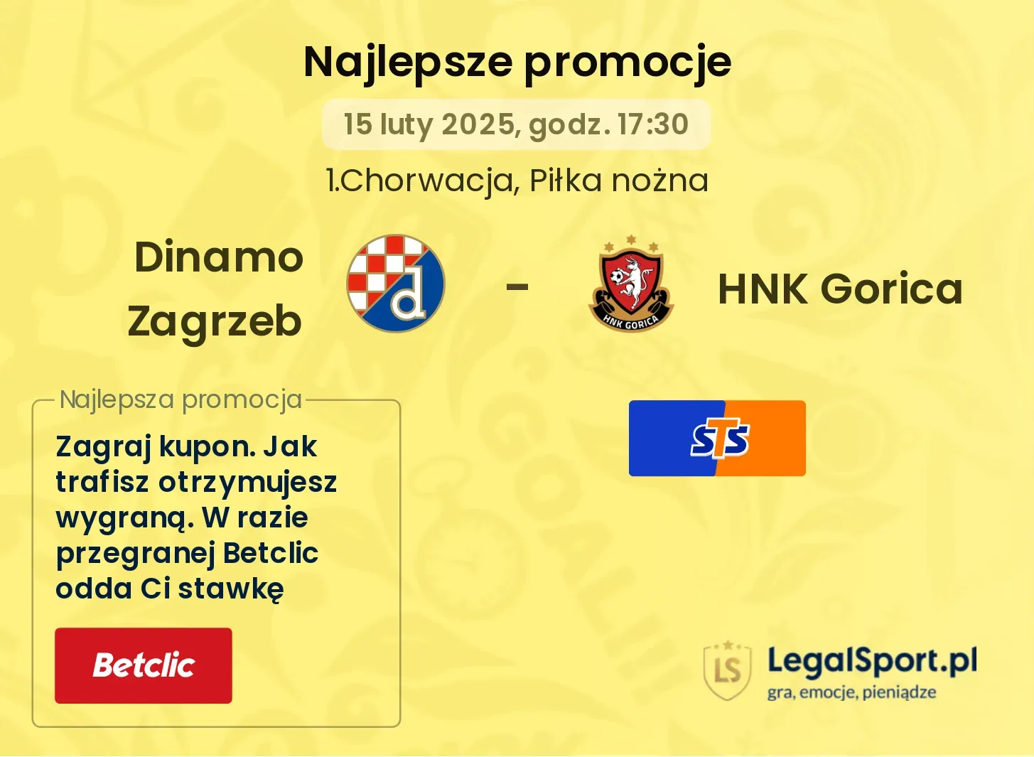 HNK Gorica - Dinamo Zagrzeb promocje u bukmacherów 09.11, 15:00